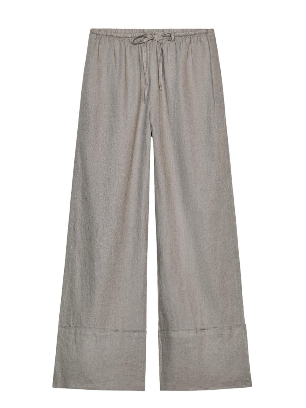 Zara 100% Linen Palazzo Wide Leg Trouser Pants Full Length High Rise Grey